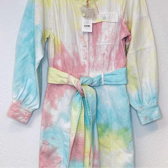 LOVESHACKFANCY Paca Rainbow Jumpsuit Radial Pastel Tie Dye New With Tags Size 4 - Picture 10 of 15